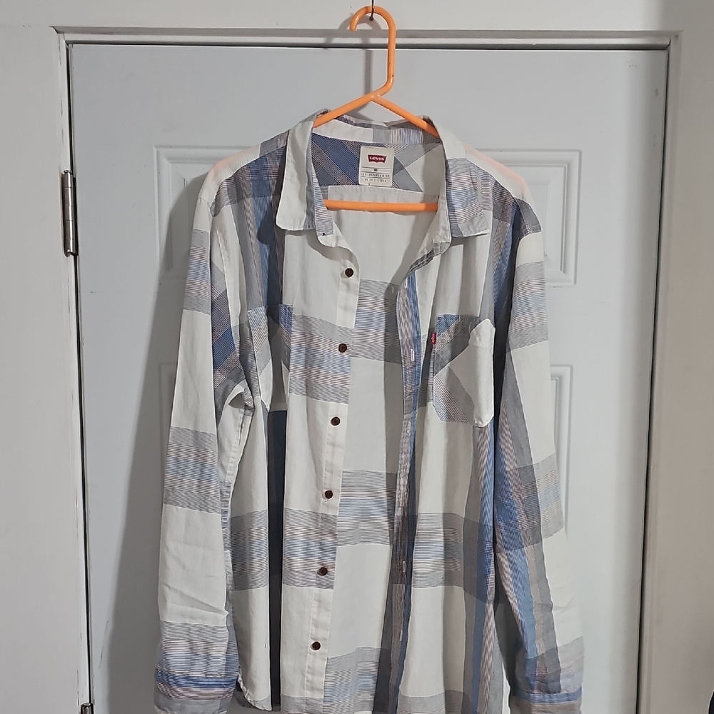 Levi's Casual Blue and White Button Down Shirt